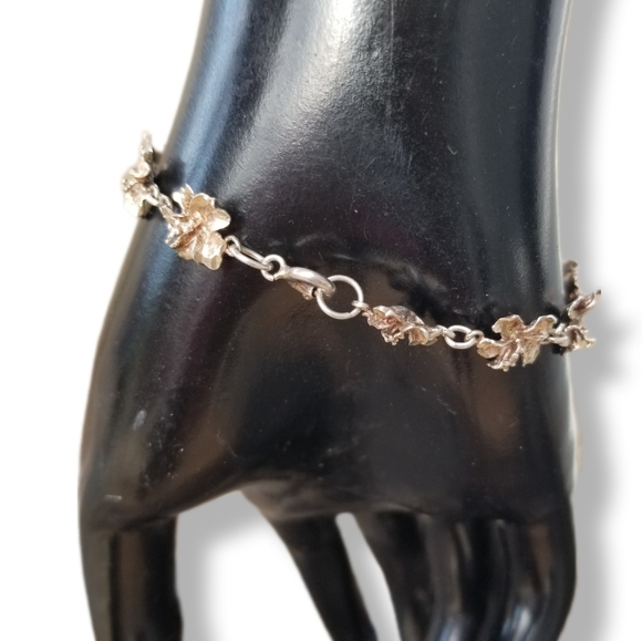 VINTAGE STERLING SILVER  P&J SIGNED HIBISCUS FLOWER TENNIS BRACELET - Picture 4 of 11